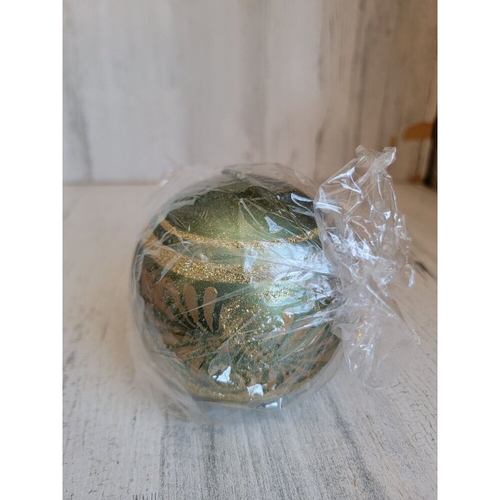 Ornament ball candle green glitter‎ unique xmas home decor